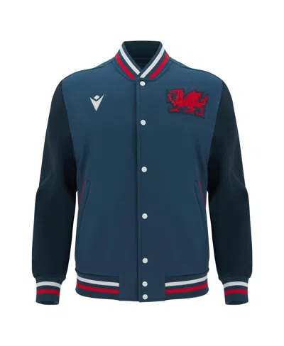 Macron Men's Navy Wrexham Anthem Full-snap Varsity Jacket In Blue
