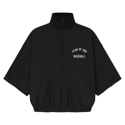 Pre-owned Essentials Fear Of God  Mlb 3/4 Sleeve Half Zip Jacket 'black' | Men's Size Xl