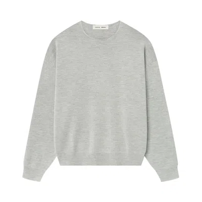 Pre-owned Essentials Fear Of God  Merino Long Sleeve Crewneck Sweater 'concrete Heather' | Grey | Men's Size Xl In Gray