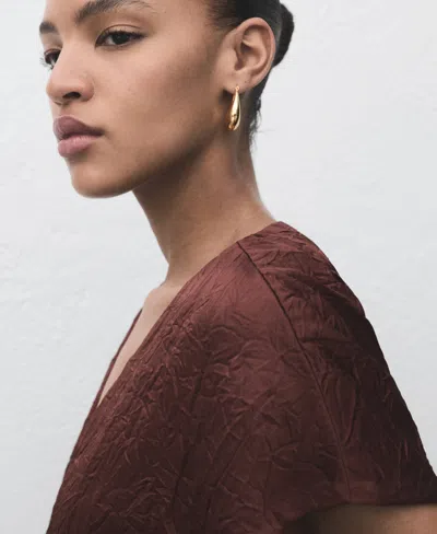 Mango Straight-leg Crinkled-effect Trousers Chocolate In Brown