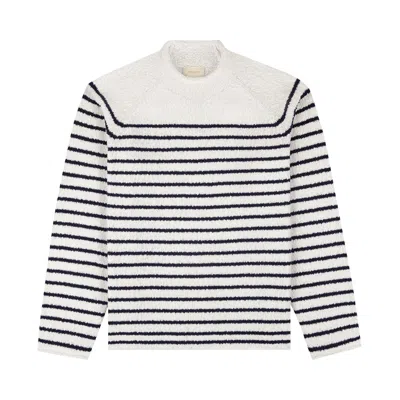 Pre-owned Aimé Leon Dore Nautical Rollneck Sweater 'navy/white Stripe' | Blue | Men's Size Xl