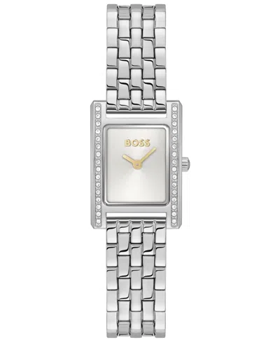 Hugo Boss Boss Lucy Precious Rectangular Watch, 18.5mm In Metallic