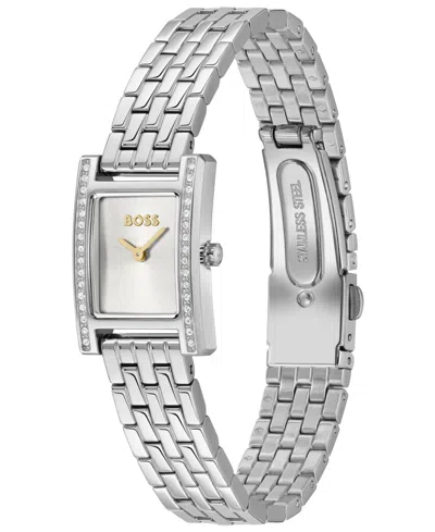 Hugo Boss Boss Lucy Precious Rectangular Watch, 18.5mm In Metallic