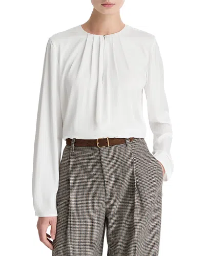 Vince Pleated Neck Blouse In White