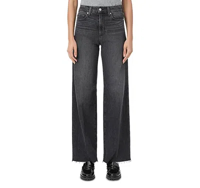 Paige Anessa High Rise Wide Leg Jeans In Viper Black Distressed