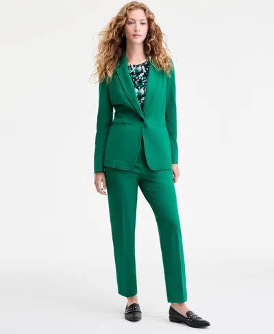 Bar Iii Women's Compression Notch-collar Single Button Blazer, Created For Macy's In Green