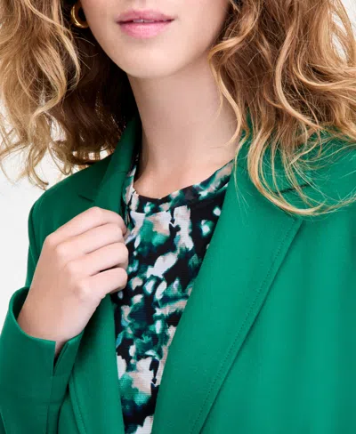 Bar Iii Women's Compression Notch-collar Single Button Blazer, Created For Macy's In Green