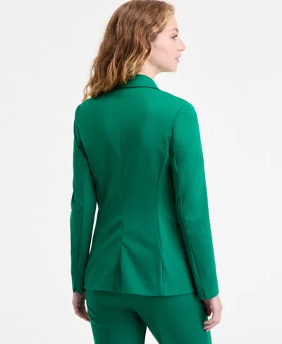 Bar Iii Women's Compression Notch-collar Single Button Blazer, Created For Macy's In Green