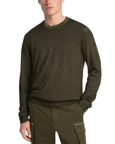 Michael Kors Merino Wool Garment Dyed Sweater In Green