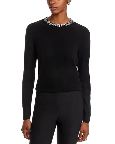 C By Bloomingdale's Cashmere Crystal Trim Sweater - Exclusive In Black
