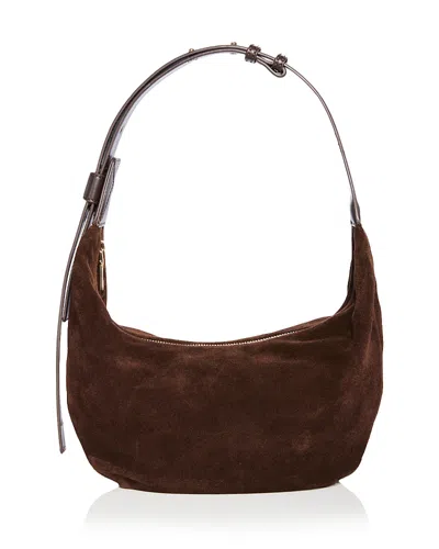 Aqua Suede Hobo Shoulder Bag - Exclusive In Brown