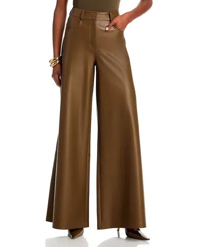 Norma Kamali Elephant Faux Leather Pants In Brown