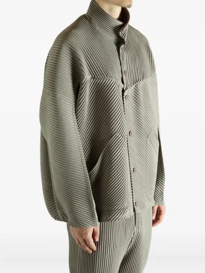 Issey Miyake Pleated Shirt Jacket In Gray