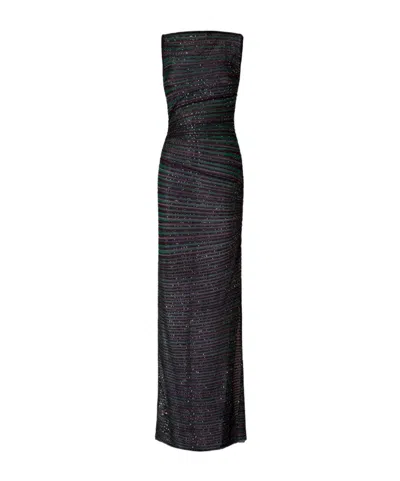 Missoni Strapless Maxi Sequin Dress Striped In Black