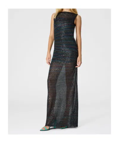 Missoni Strapless Maxi Sequin Dress Striped In Black
