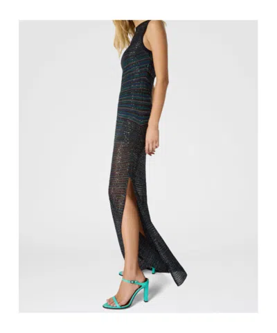 Missoni Strapless Maxi Sequin Dress Striped In Black