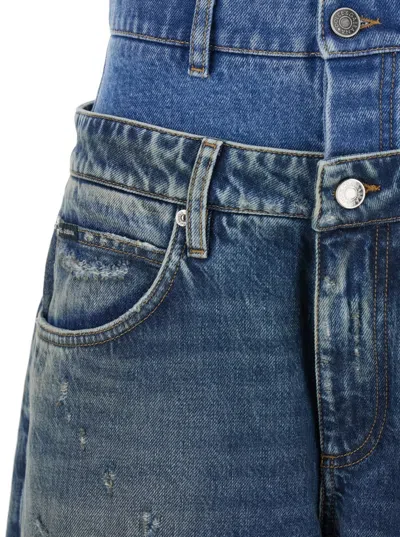 Dolce & Gabbana Wide-leg Trousers With Five Pockets And Belt Loops In Blue