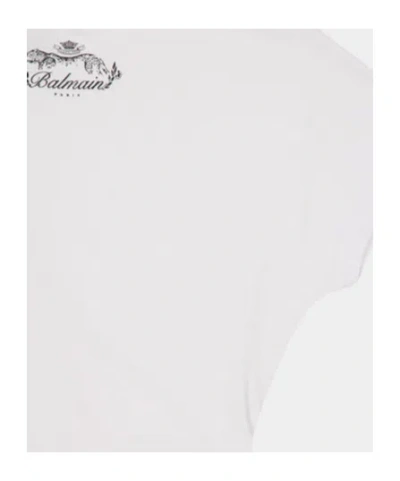 Balmain Short-sleeved Draped Jersey T-shirt In White