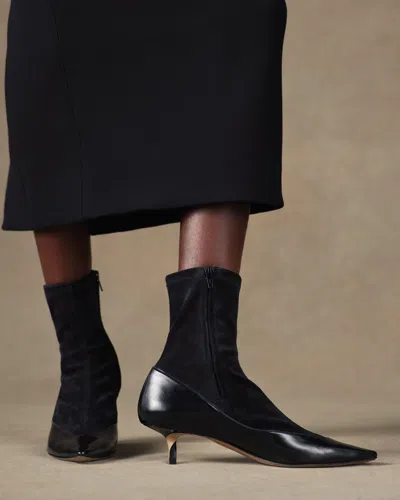 Jacquemus The Tourni Suede And Glossed-leather Ankle Boots In Black
