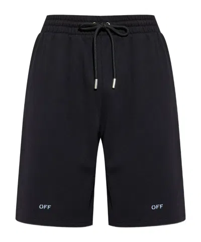 Off-white Casual Cotton Bermuda Shorts With Graphic Print In Black