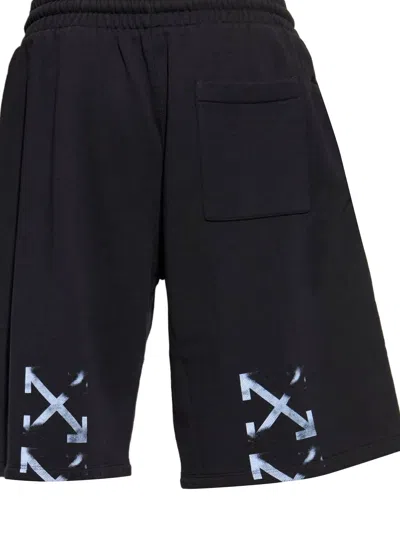 Off-white Casual Cotton Bermuda Shorts With Graphic Print In Black