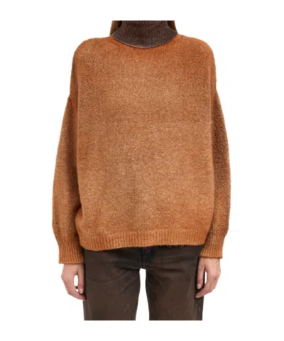 Avant Toi Cotton High Neck Sweater In Brown