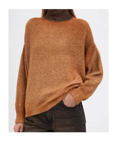 Avant Toi Cotton High Neck Sweater In Brown