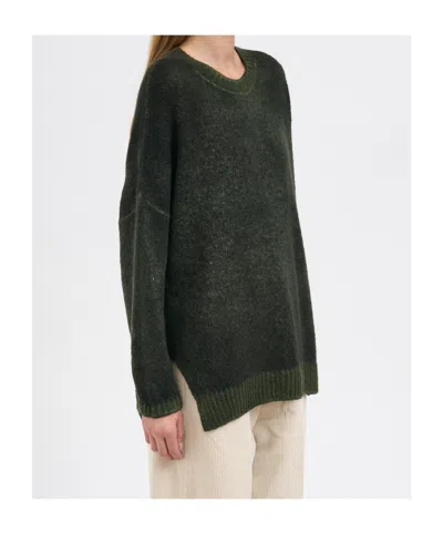 Avant Toi Crew Neck Cashmere And Silk Sweater In Green