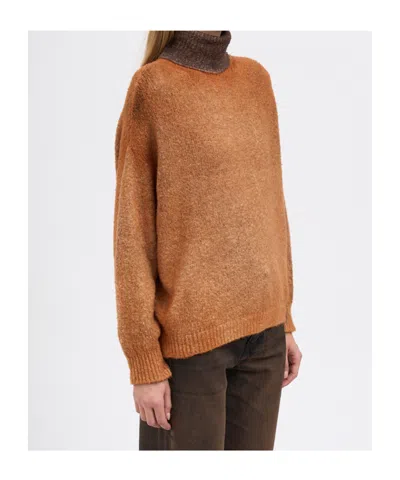 Avant Toi Cotton High Neck Sweater In Brown