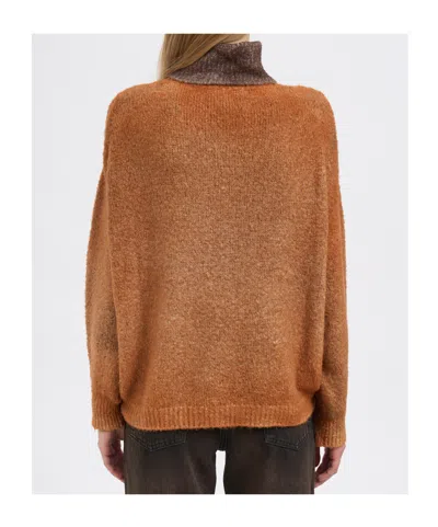 Avant Toi Cotton High Neck Sweater In Brown
