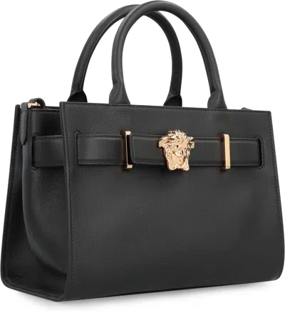 Versace Large Leather Tote Bag In Gray