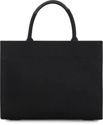 Versace Studded Logo Canvas Tote Bag In Black