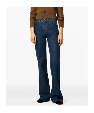 Ami Alexandre Mattiussi Wide Leg Denim Trousers Featuring Pockets In Blue