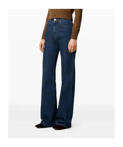 Ami Alexandre Mattiussi Wide Leg Denim Trousers Featuring Pockets In Blue