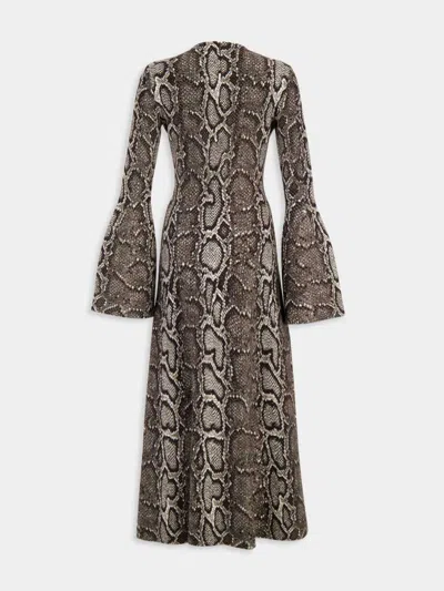 Gabriela Hearst Snake-effect Jacquard-knit Cashmere And Silk Blend Maxi Dress In Gray