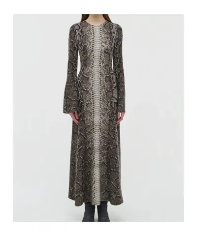 Gabriela Hearst Snake-effect Jacquard-knit Cashmere And Silk Blend Maxi Dress In Gray