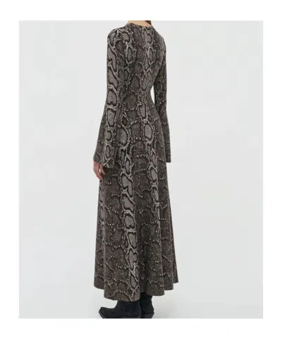 Gabriela Hearst Snake-effect Jacquard-knit Cashmere And Silk Blend Maxi Dress In Gray