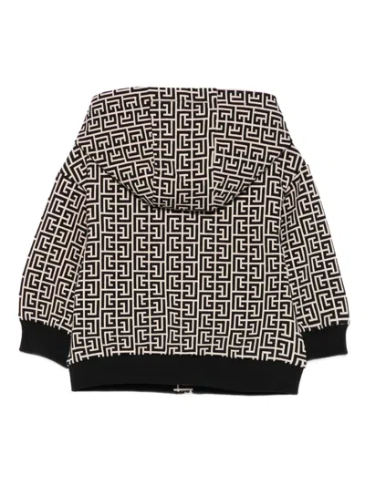 Balmain Baby Monogram Zip Up Top In Black
