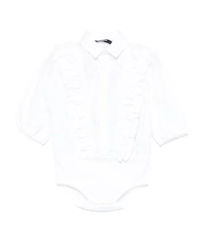 Balmain Bodysuit With Ruffles In White
