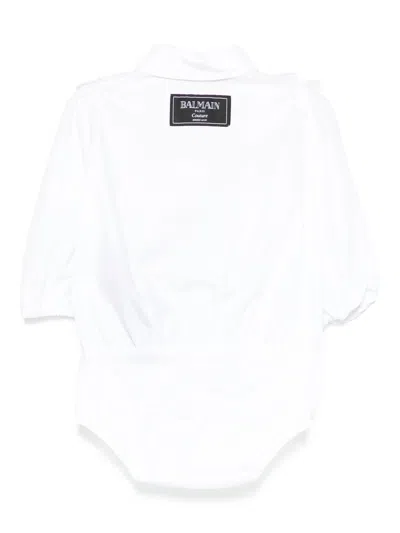 Balmain Bodysuit With Ruffles In White