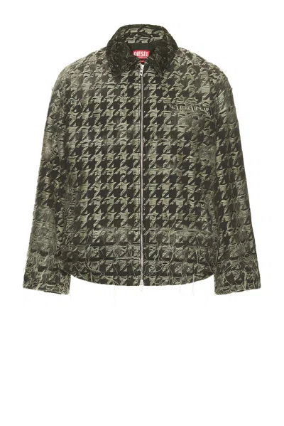 Diesel Jacket In Houndstooth-weave Denim In Black