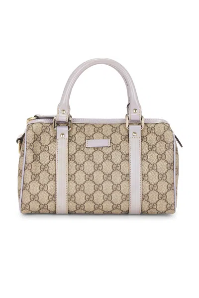 Pre-owned Gucci Gg Supreme Mini Boston Bag In Sand