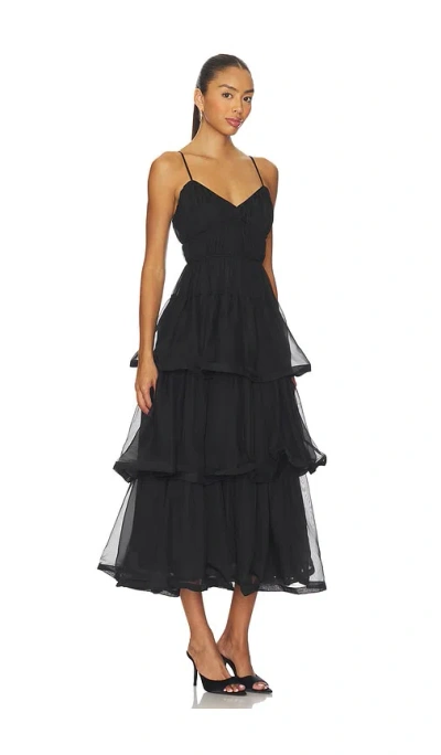 Astr The Label Theiria Tiered Ruffle Sleeveless Maxi Dress In Black