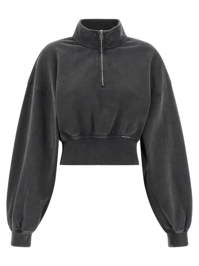 Alexander Wang T T By Alexander Wang Charcoal Cotton Sweatshirt In Gray