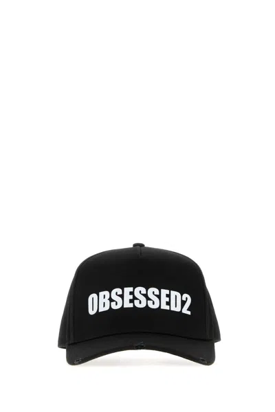 Dsquared2 Dsquared Black Gabardine Baseball Cap In Black