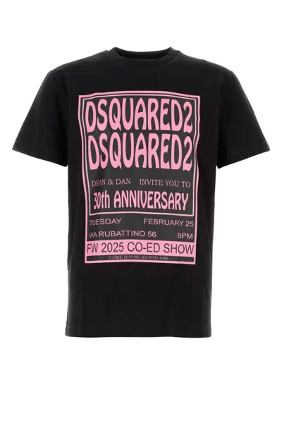 Dsquared2 Black T-shirt With 30th Anniversary Pink Print In Black