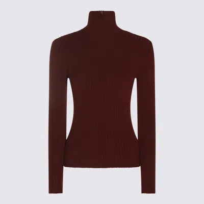 Max Mara Burgundy Stretch Wool Blend Aral1234 Sweater In Brown