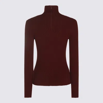 Max Mara Burgundy Stretch Wool Blend Aral1234 Sweater In Brown