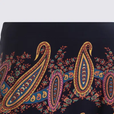 Etro Multicolor Silk Skirt In Blue
