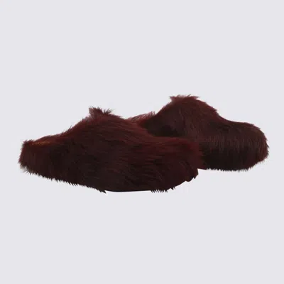 Marni Colorful Calf Hair Slip-on Shoes In Red